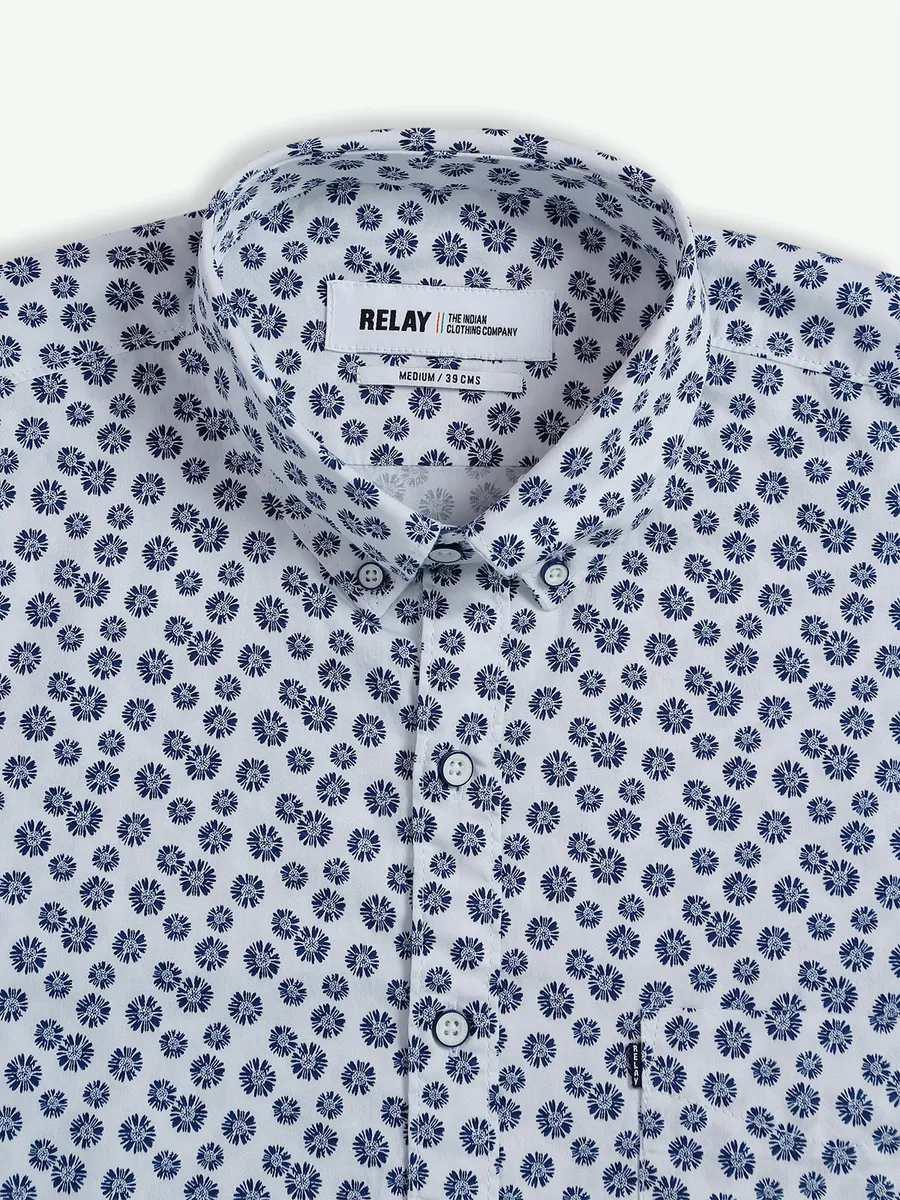 Relay white printed cotton shirt