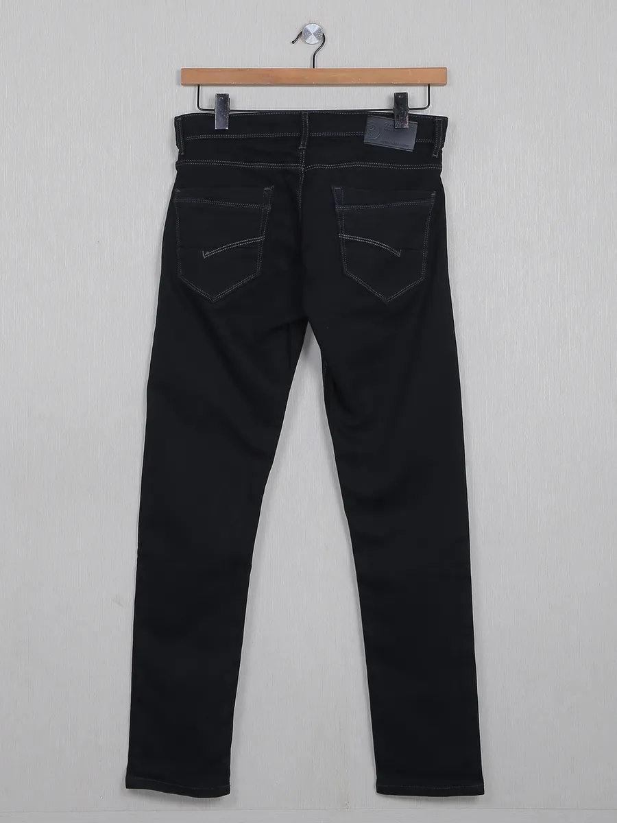 Rex Straut solid black denim men jeans