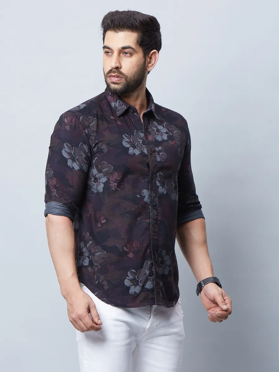 River Blue black floral printed shirt