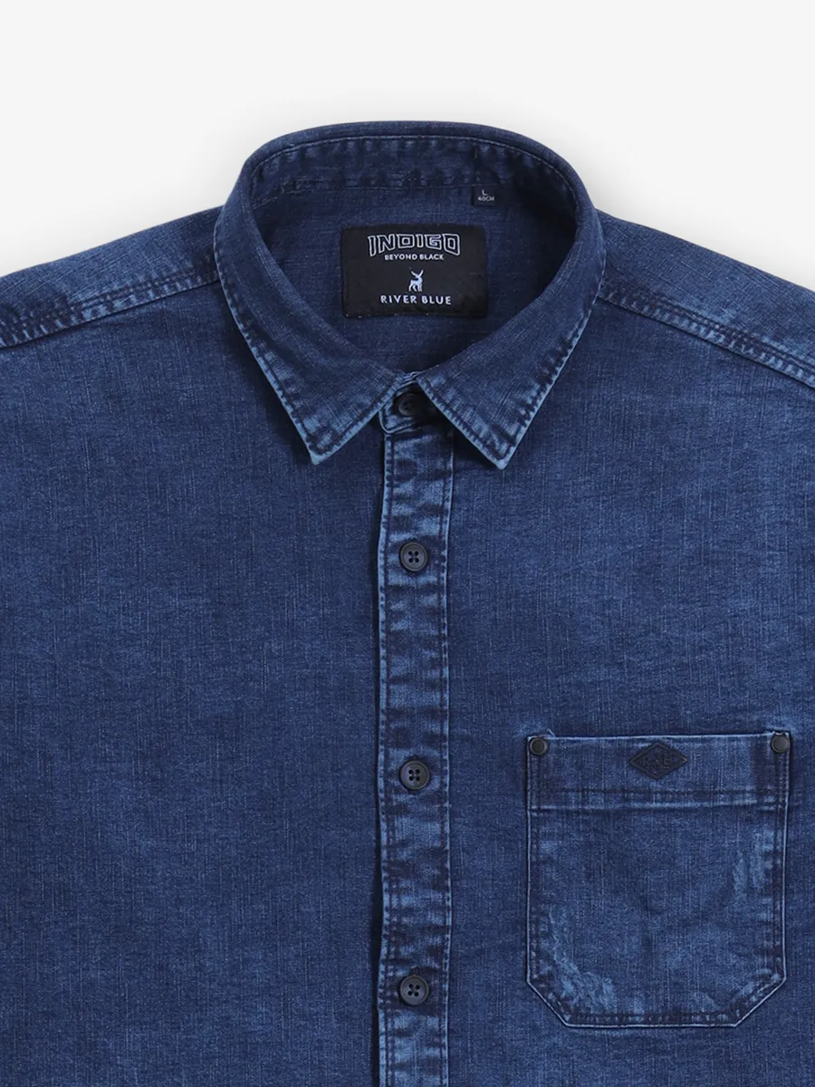 RIVER BLUE blue denim shirt for men-G3-MCS15313 | United States