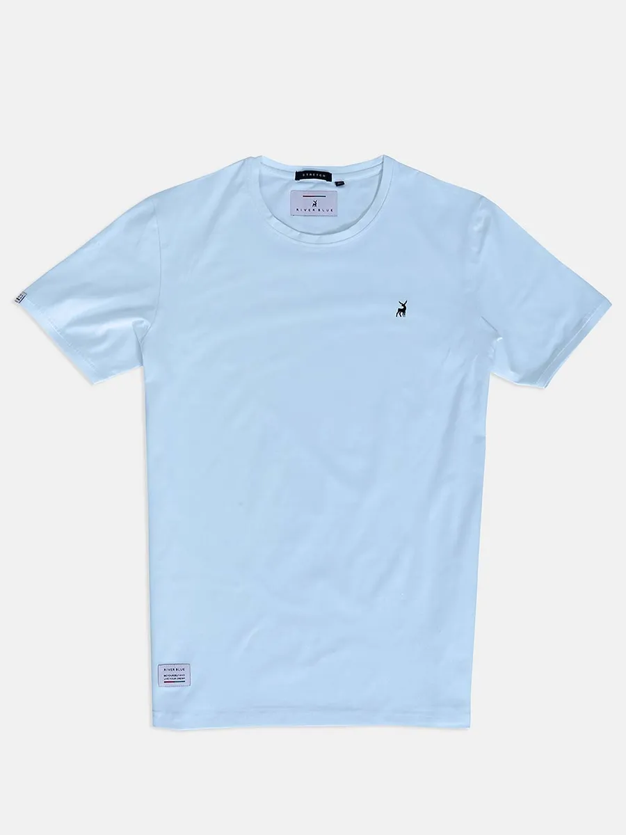 River Blue casual wear sky blue solid t-shirt