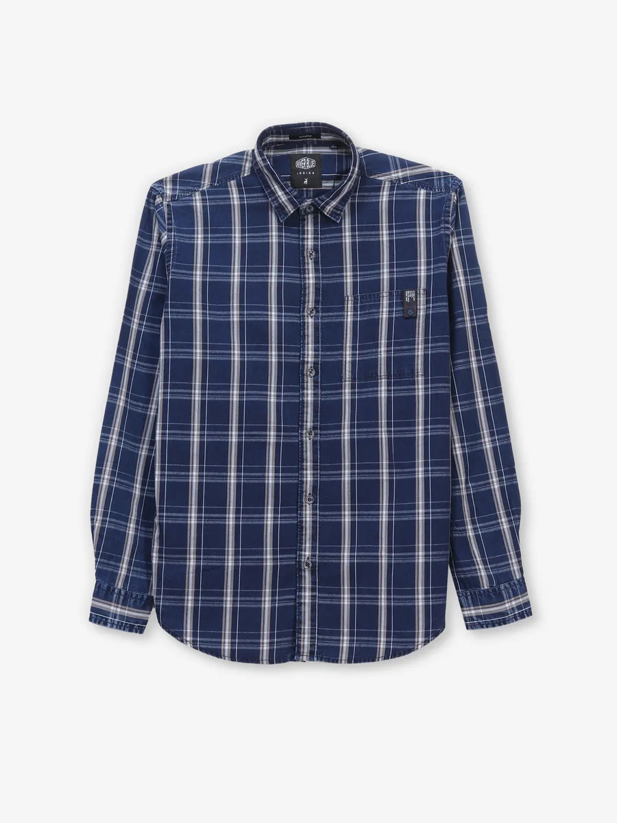 RIVER BLUE checks indigo blue shirt