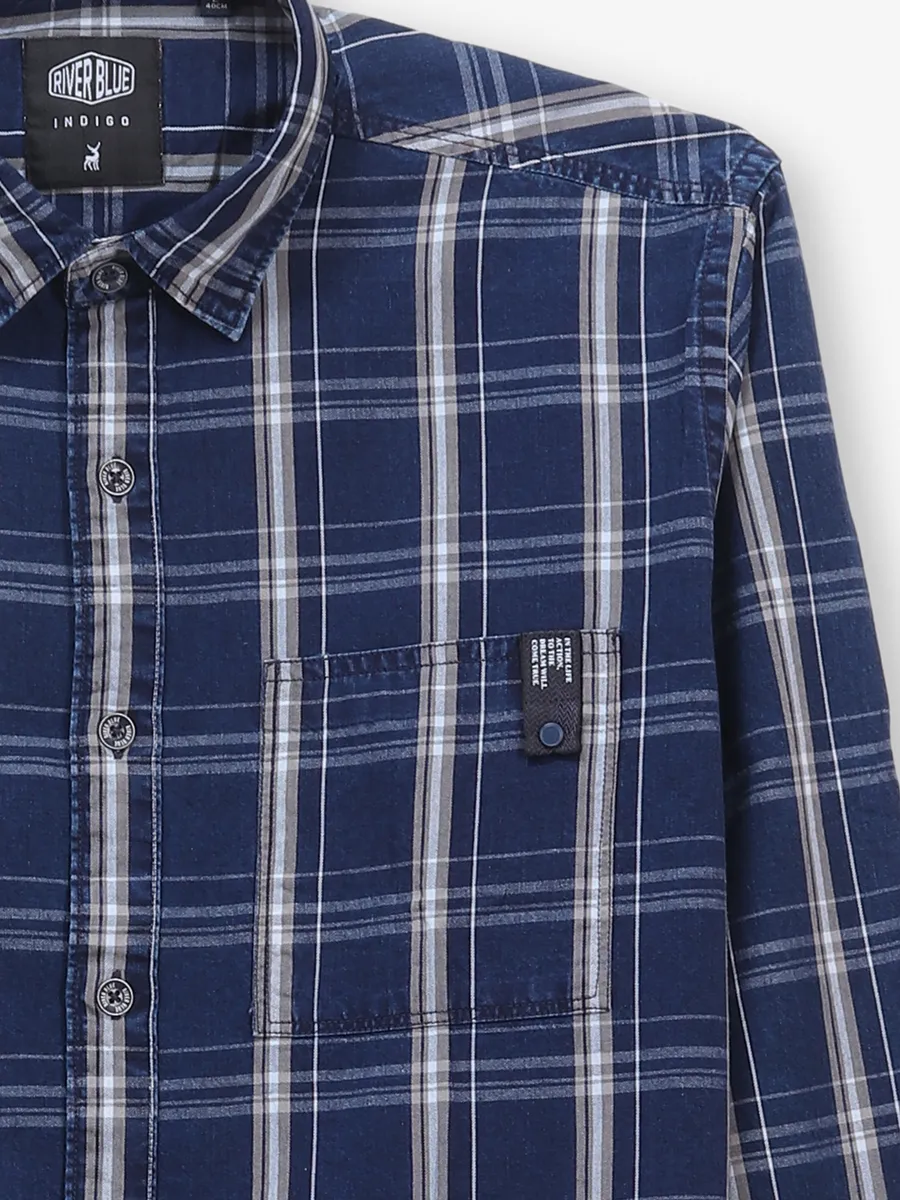RIVER BLUE checks indigo blue shirt