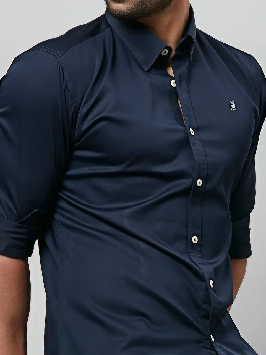 River Blue classy navy cotton casual shirt