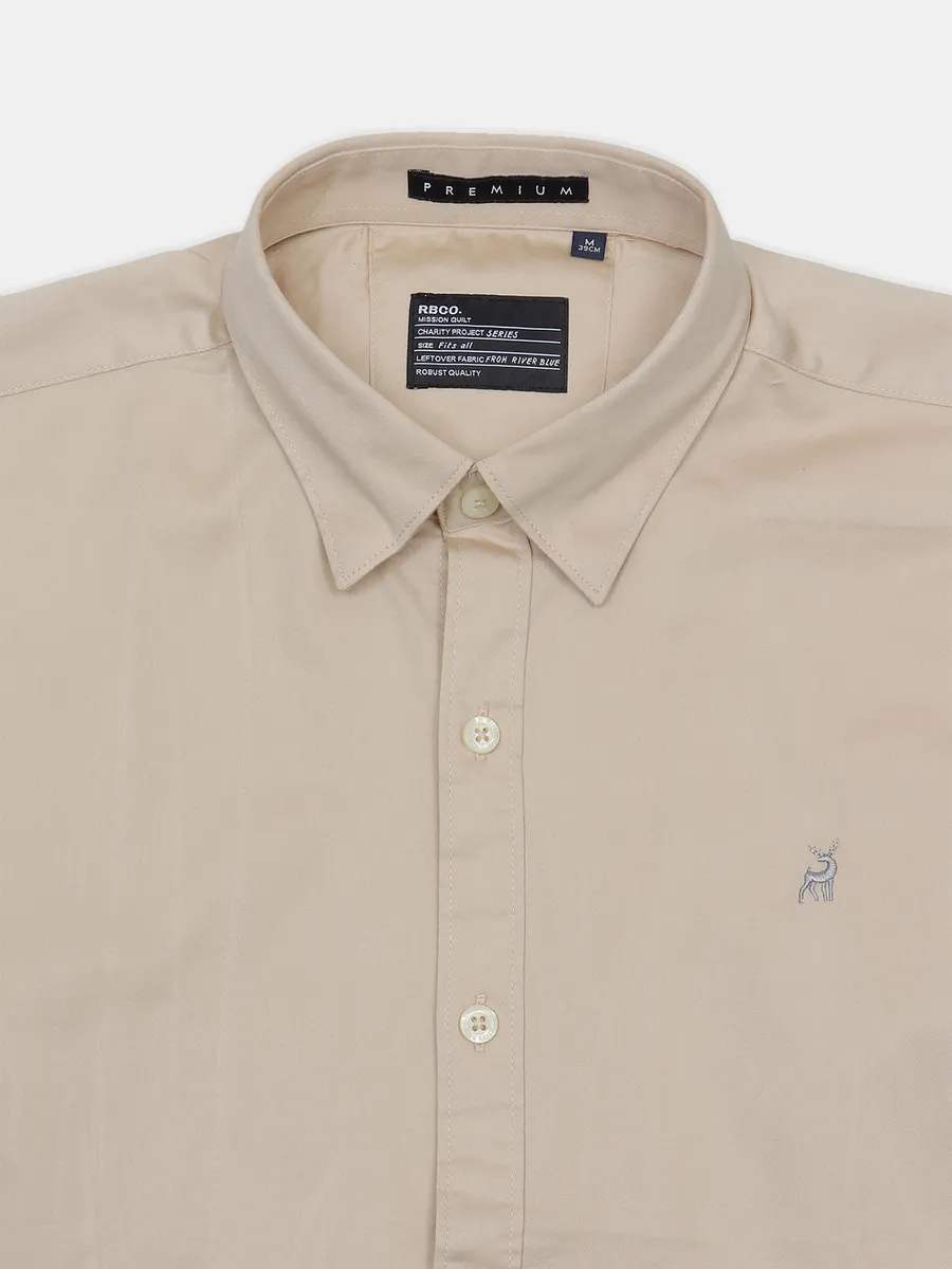 River Blue cotton casual wear beige shirt