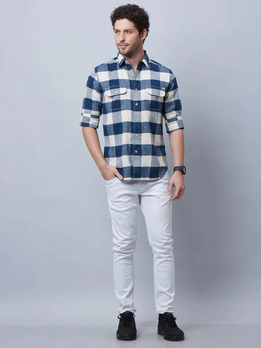 River Blue cotton checks blue shirt