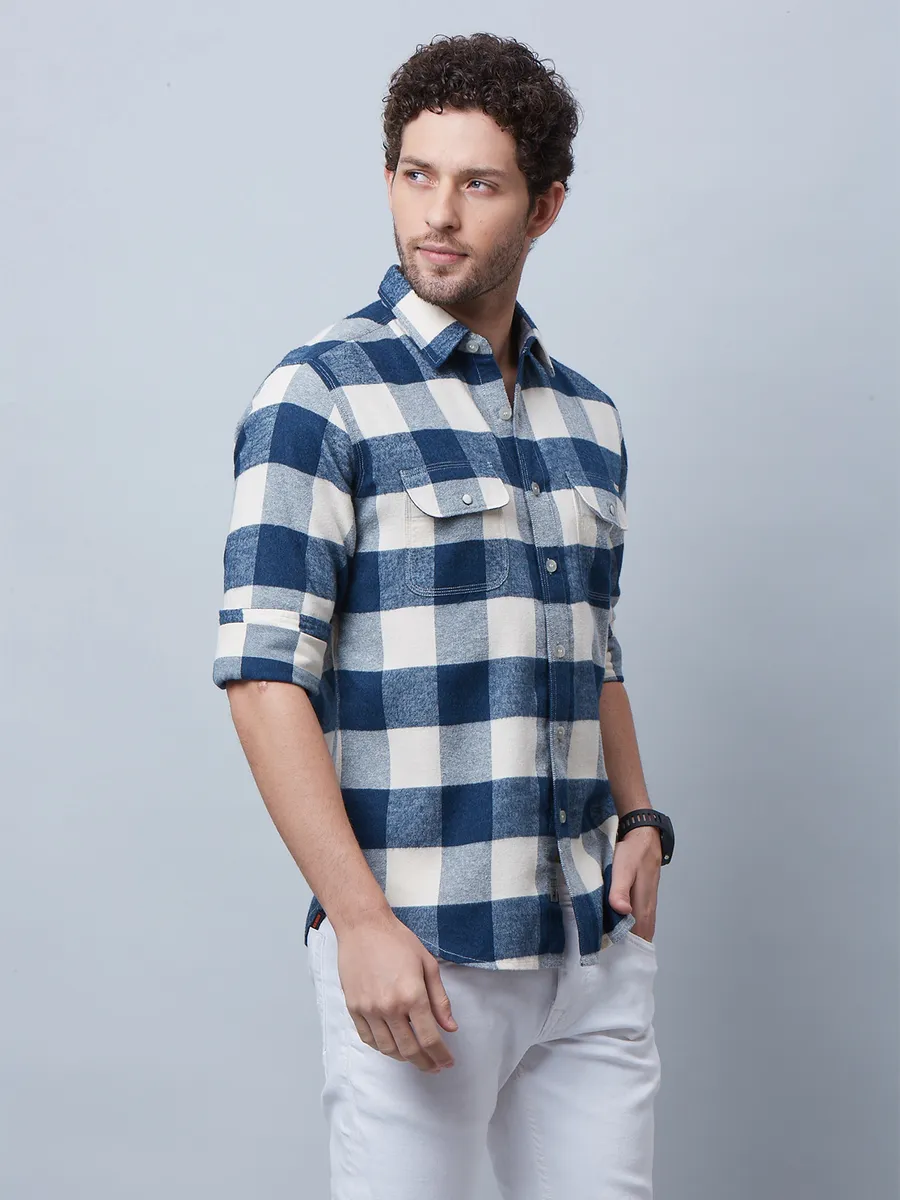 River Blue cotton checks blue shirt