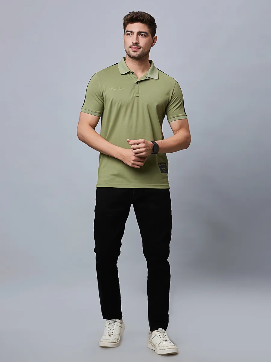 River Blue cotton green plain t-shirt