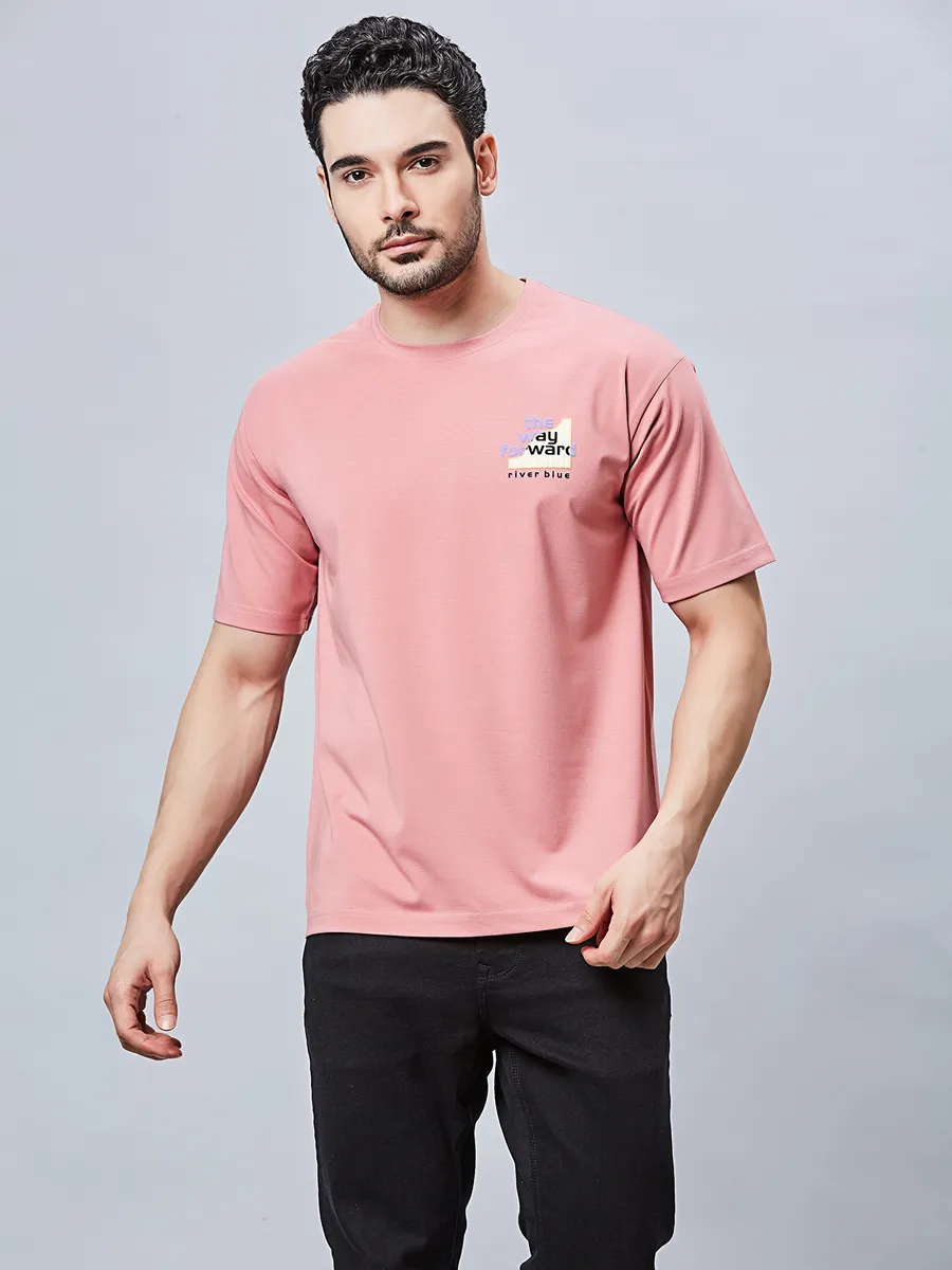 RIVER BLUE cotton light pink t-shir for men