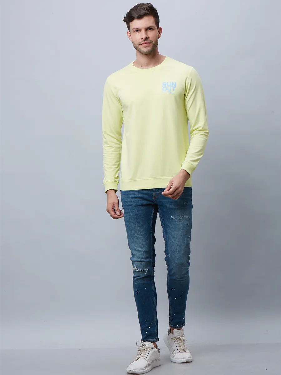 River Blue cotton light yellow casual t shirt