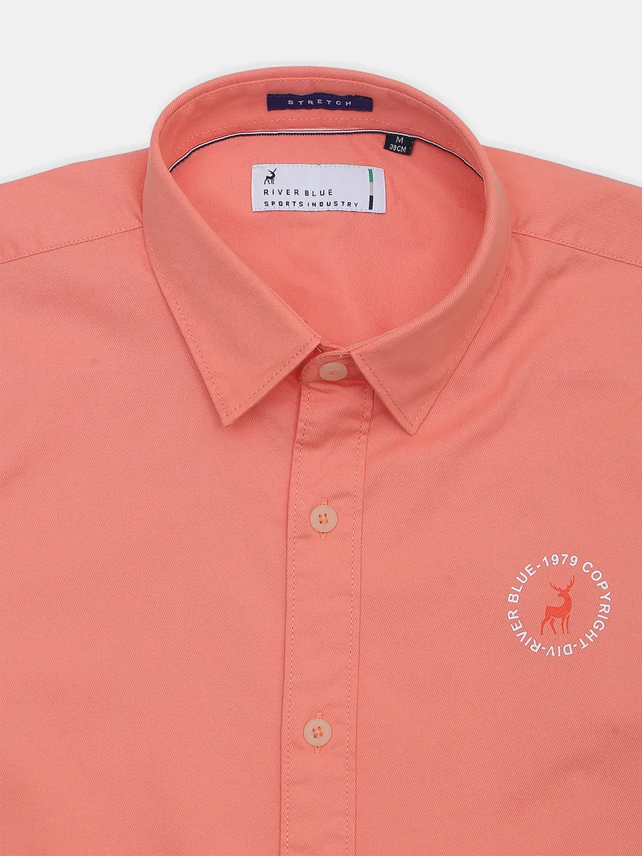 River blue cotton peach casual wear shirt