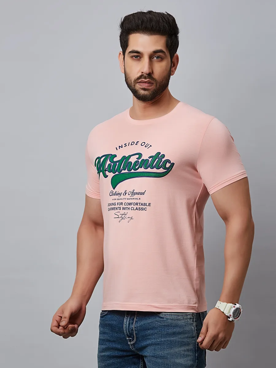 River Blue cotton pink round neck t shirt