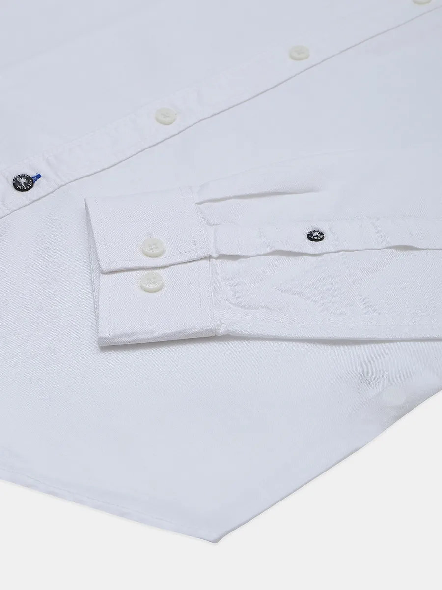River Blue cotton plain white casual wear shirt
