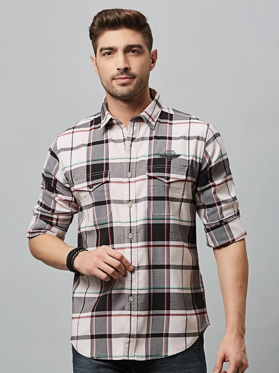 River Blue cotton white checks shirt