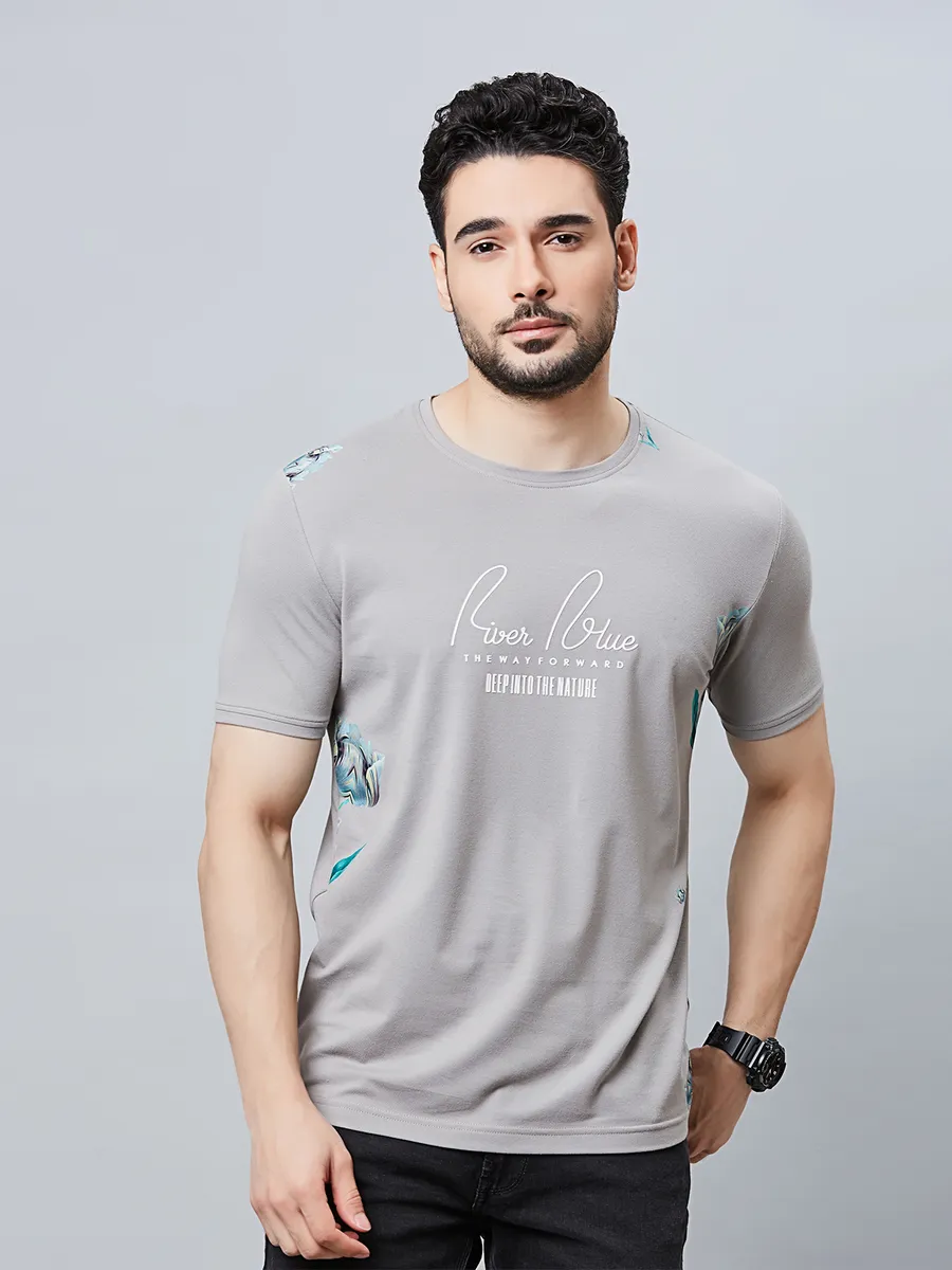River Blue grey printed round neck t-shirt