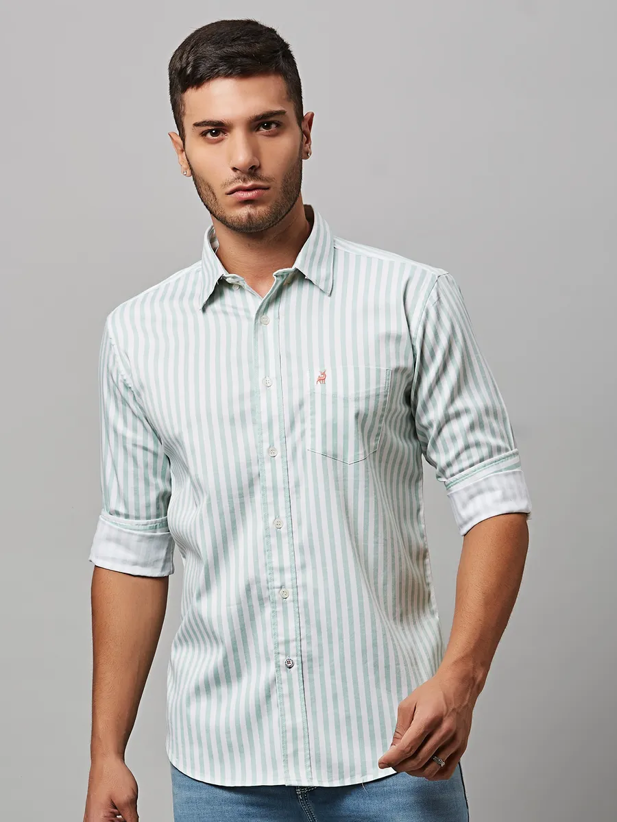 River Blue light blue cotton stripe shirt