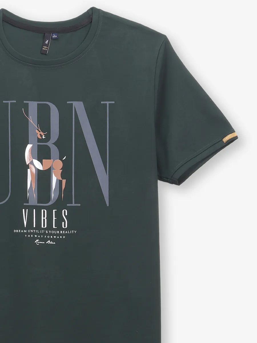 RIVER BLUE mint green cotton printed t-shirt