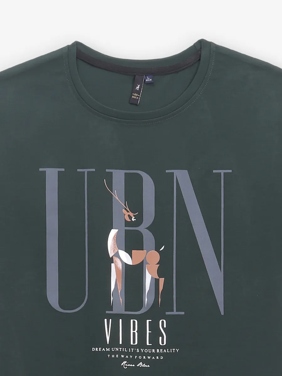RIVER BLUE mint green cotton printed t-shirt
