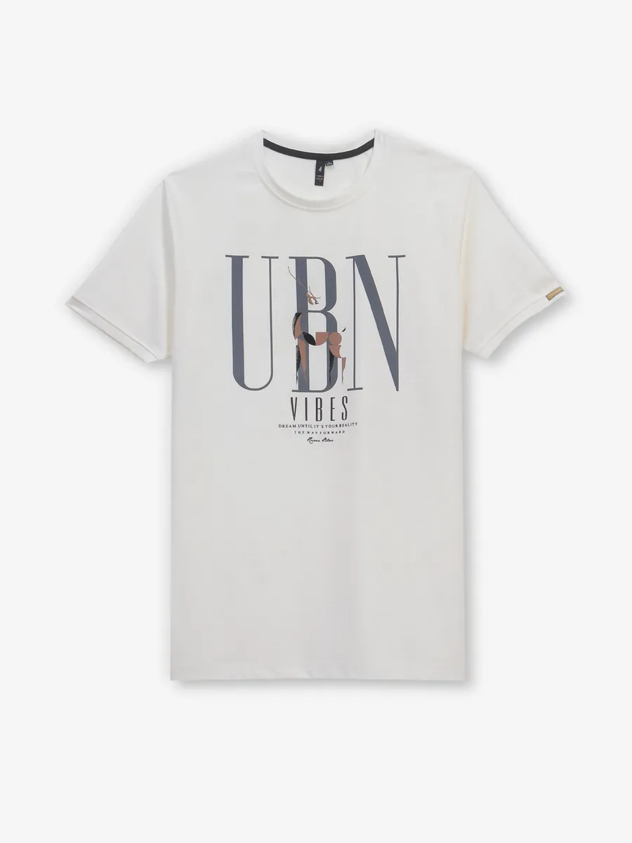 RIVER BLUE off-white printed cotton t-shirt