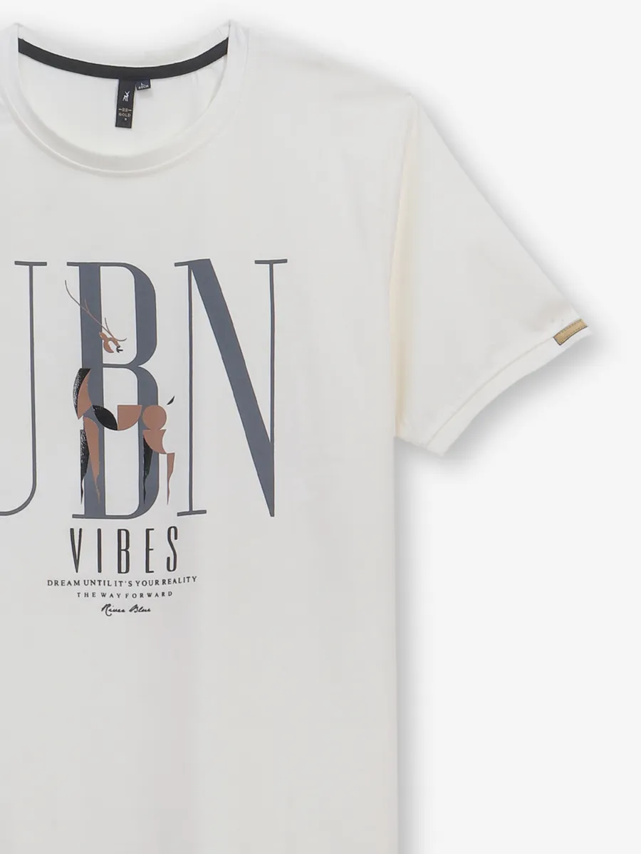 RIVER BLUE off-white printed cotton t-shirt