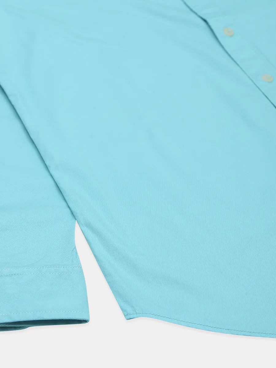 River Blue solid mint green casual shirt in cotton