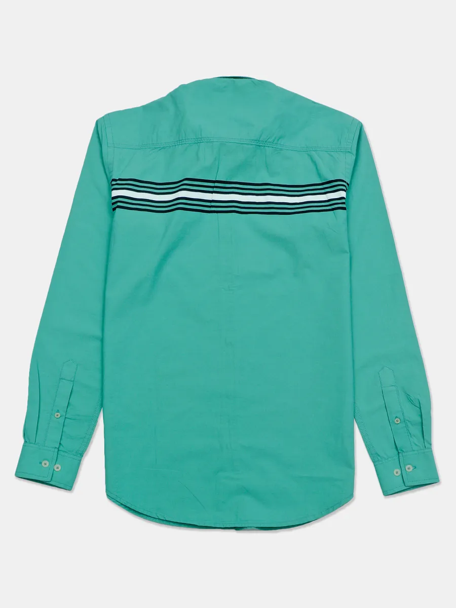 River Blue stripe green cotton shirt