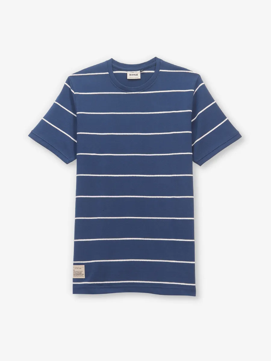 RIVER BLUE striped blue cotton t-shirt