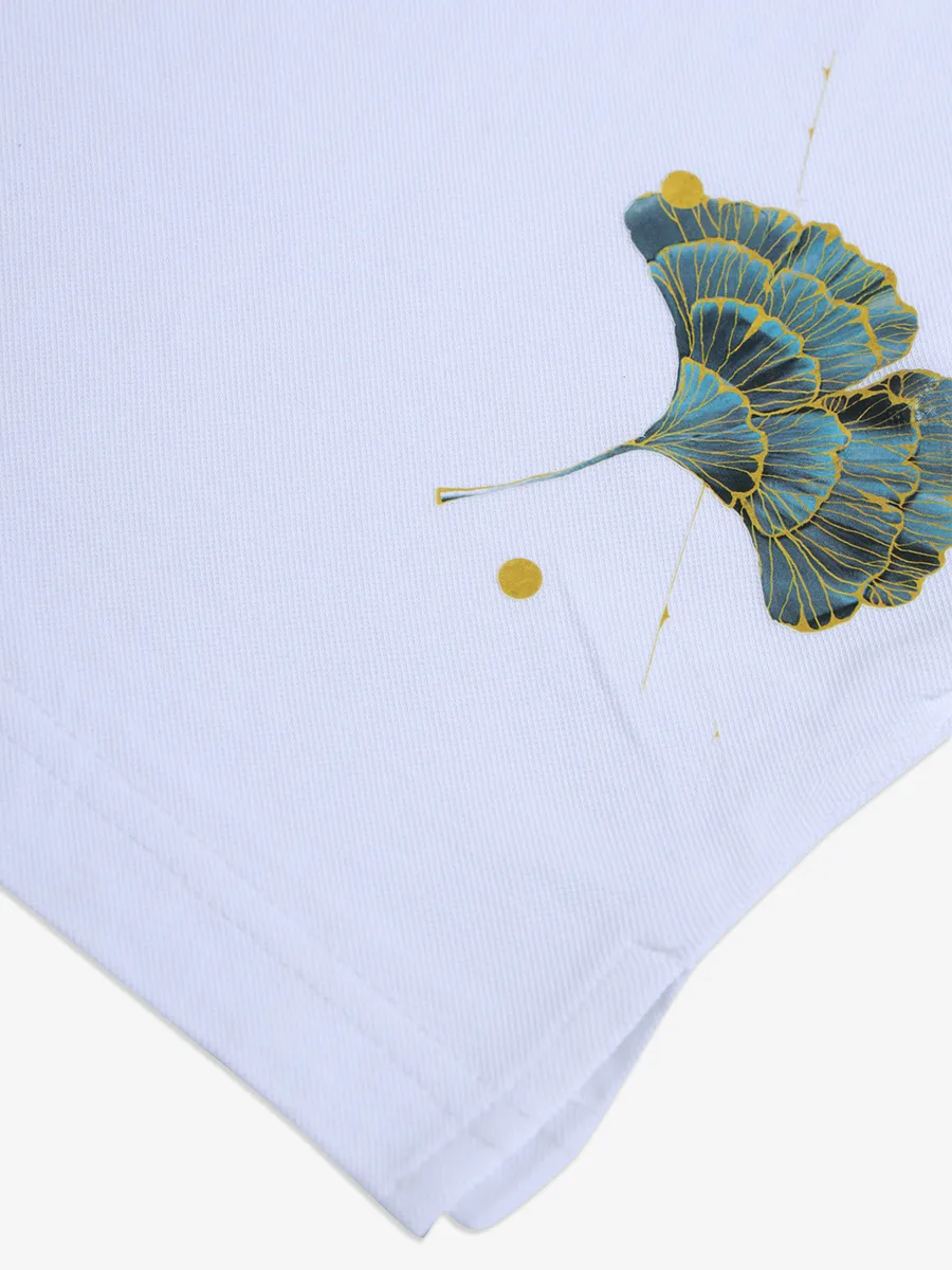 RIVER BLUE white cotton printed casual t-shirt