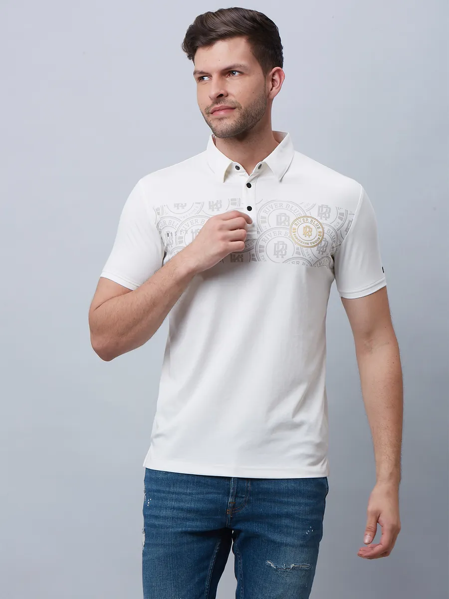 River Blue white slim fit t shirt in cotton