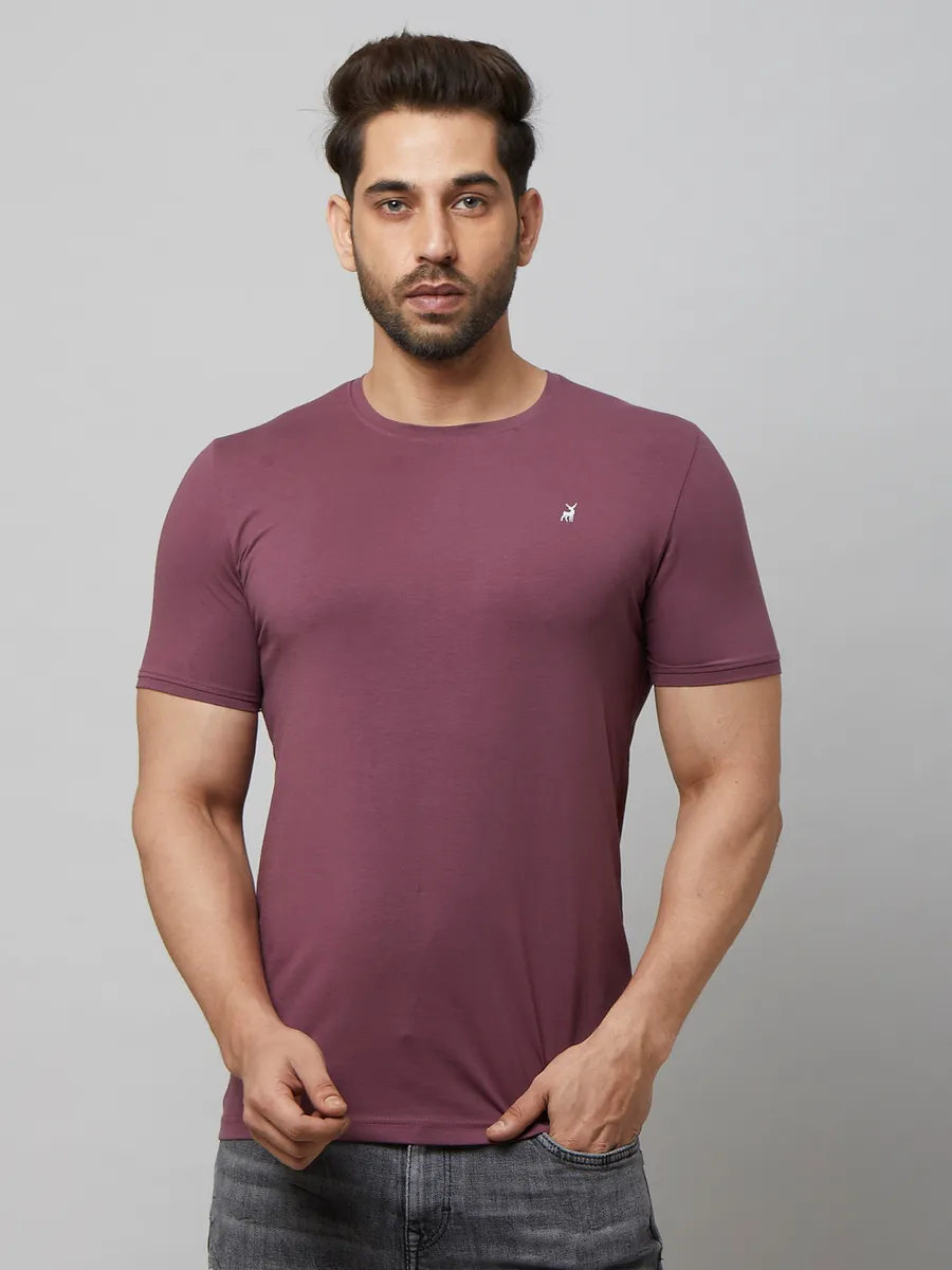 River Blue wine cotton casual wear t shirt