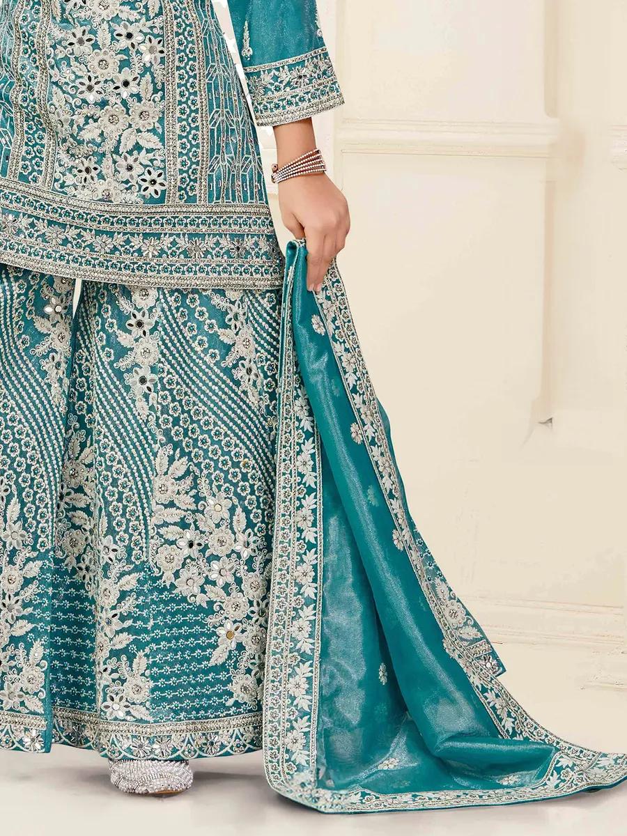 Robin egg blue palazzo salwar suit