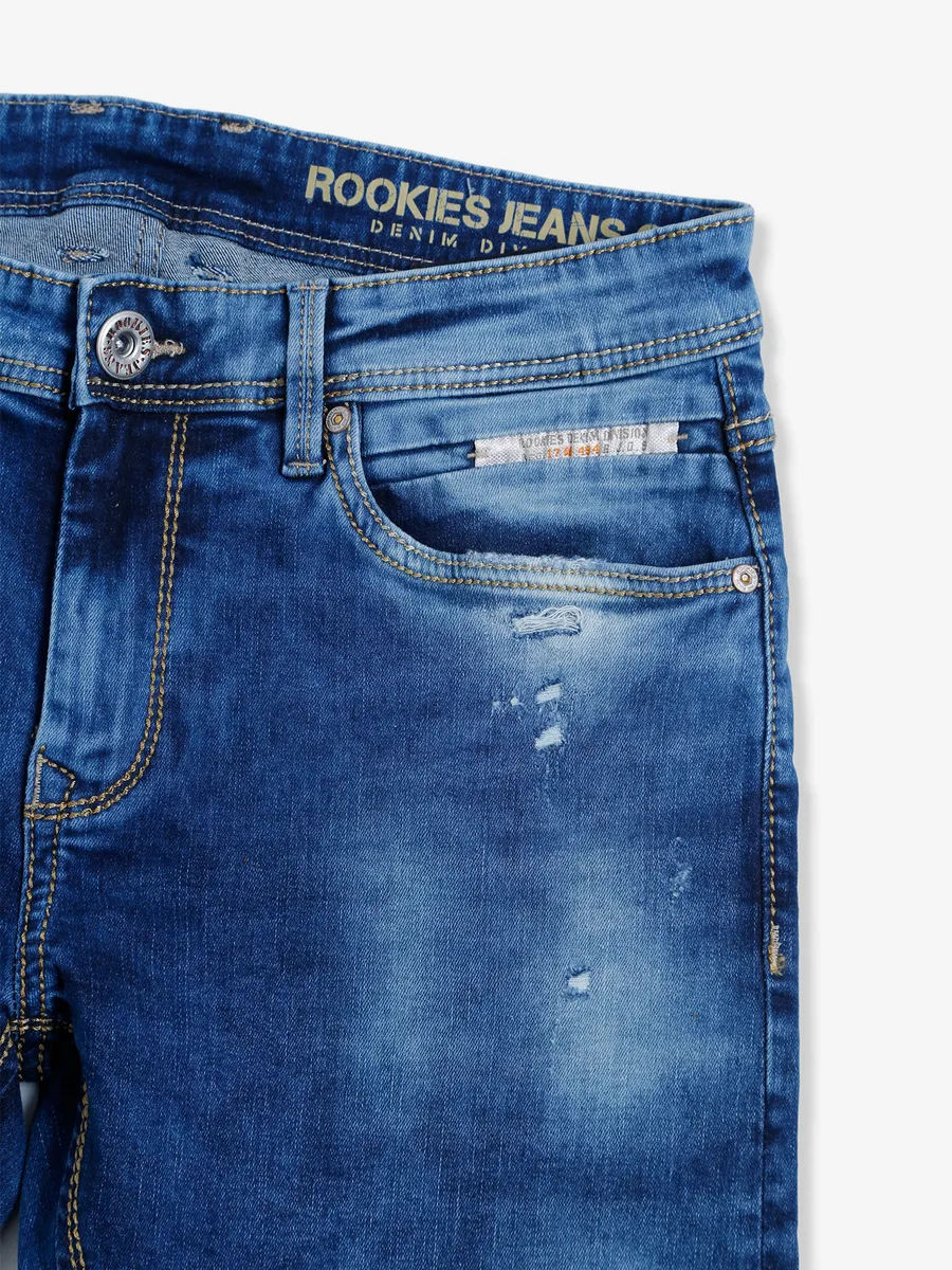 Rookies blue washed and ripped jeans