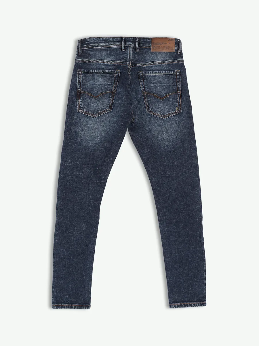 Rookies dark navy washed and ripped jeans