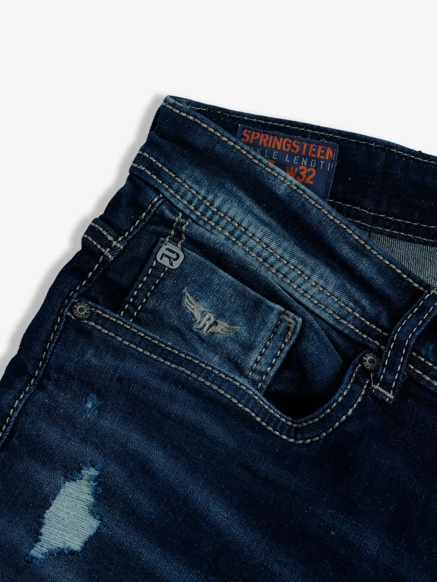 Rookies ripped dark navy jeans