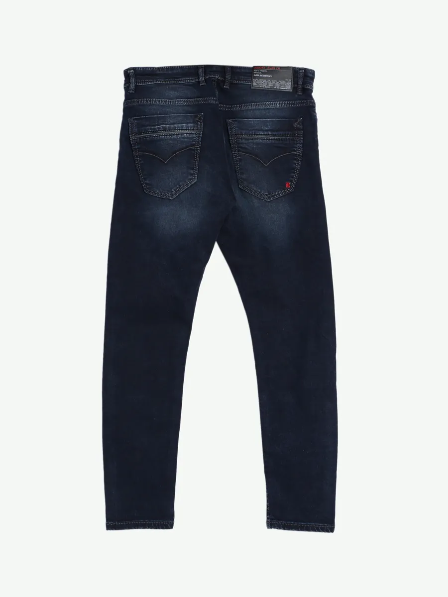 Rookies washed dark navy tapered fit jeans