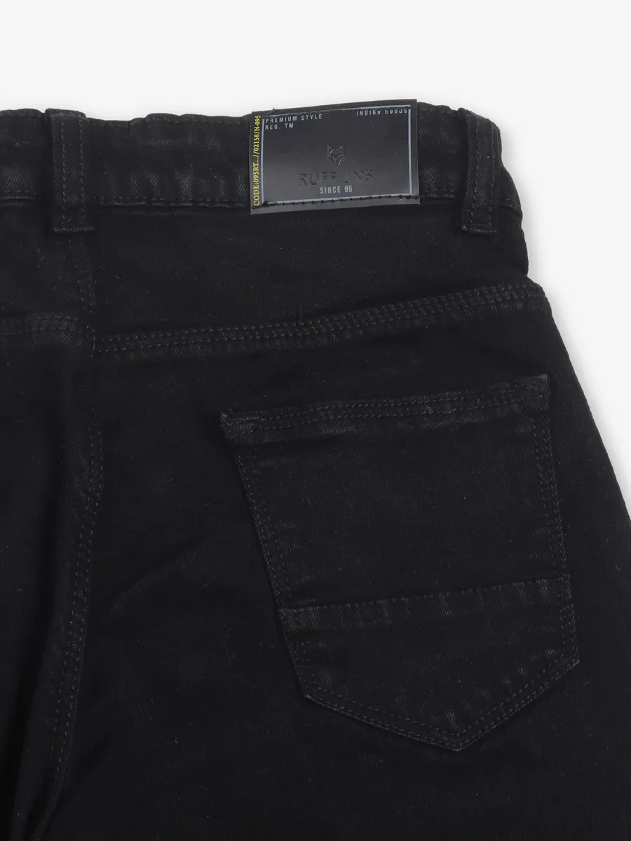 RUFF black solid denim jeans