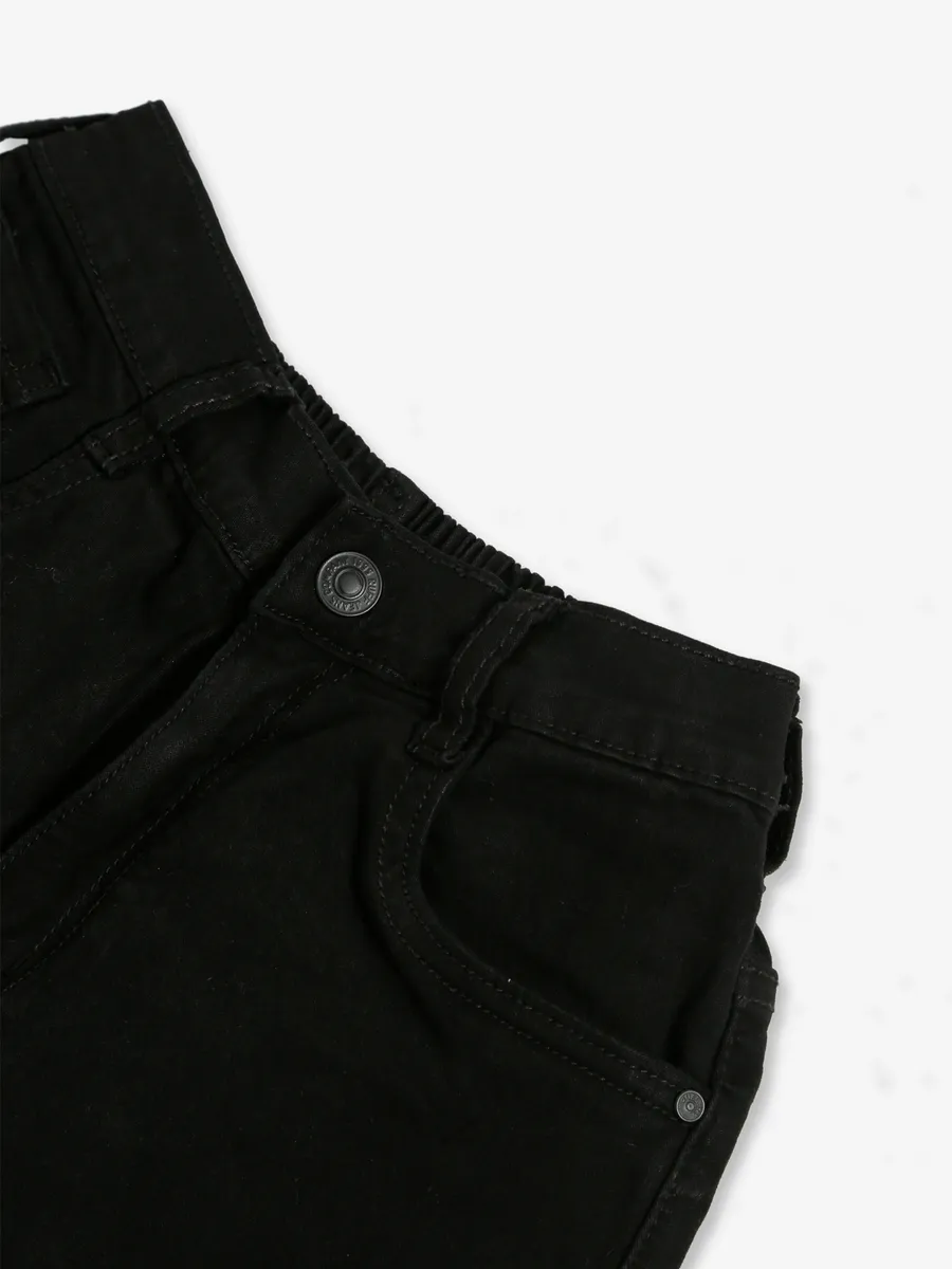 Ruff black solid denim shorts