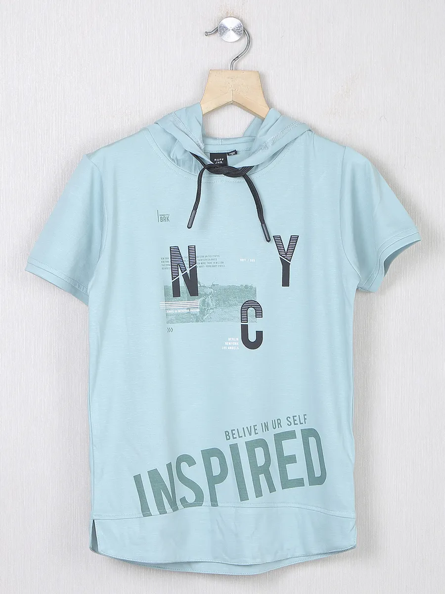 Ruff casual wear stone blue cotton t shirt