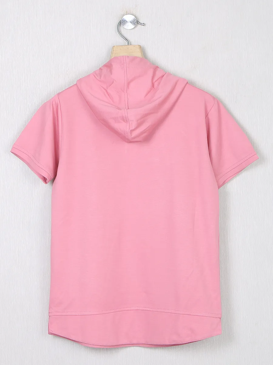 Ruff cotton pink boys t shirt for casual