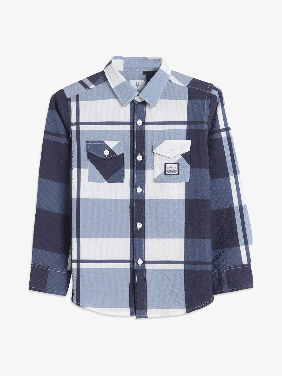 Ruff latest navy checks cotton shirt