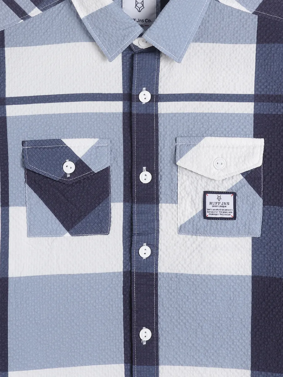 Ruff latest navy checks cotton shirt