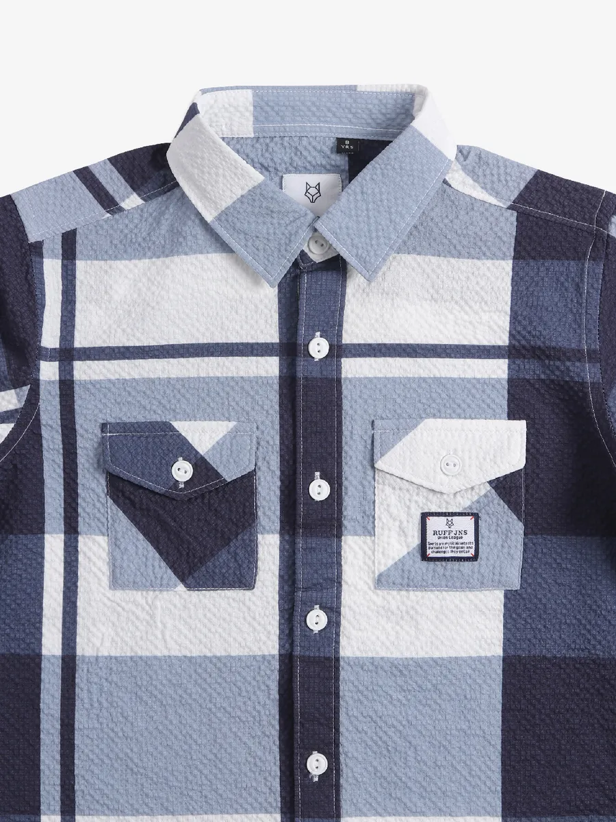 Ruff latest navy checks cotton shirt