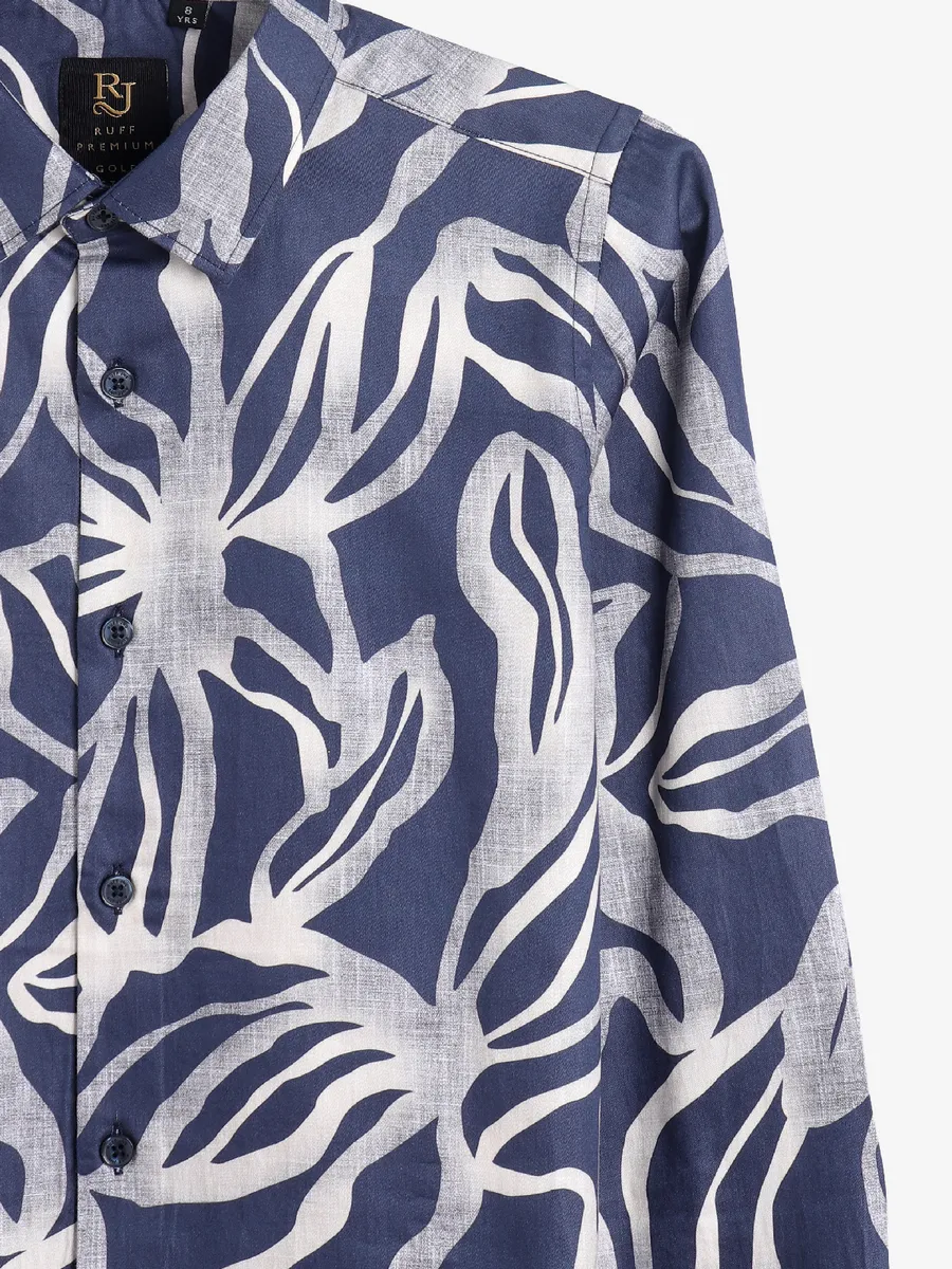 Ruff latest printed navy cotton shirt