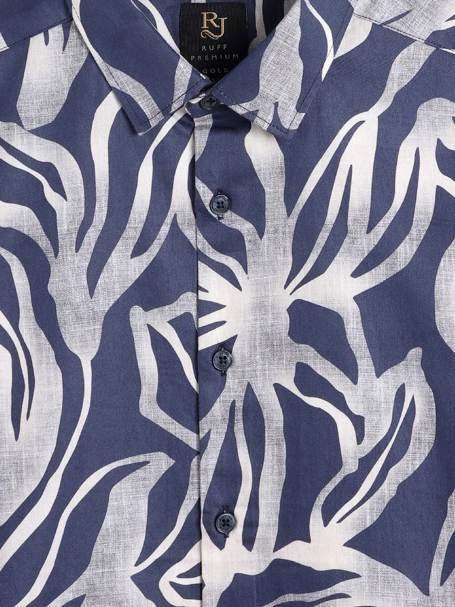 Ruff latest printed navy cotton shirt