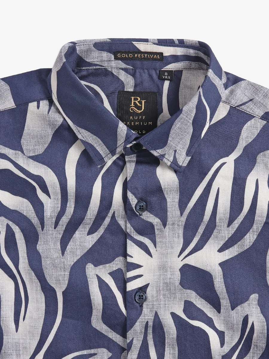 Ruff latest printed navy cotton shirt