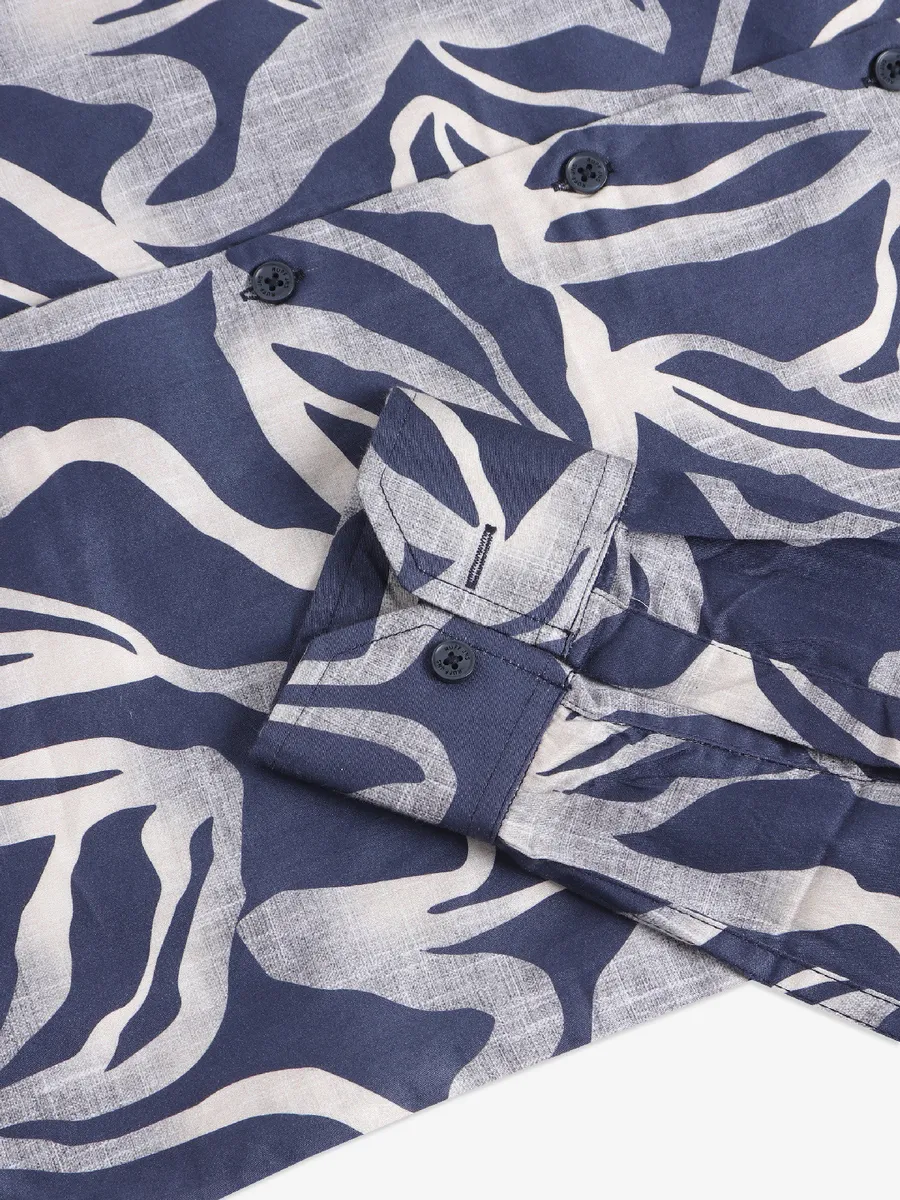 Ruff latest printed navy cotton shirt