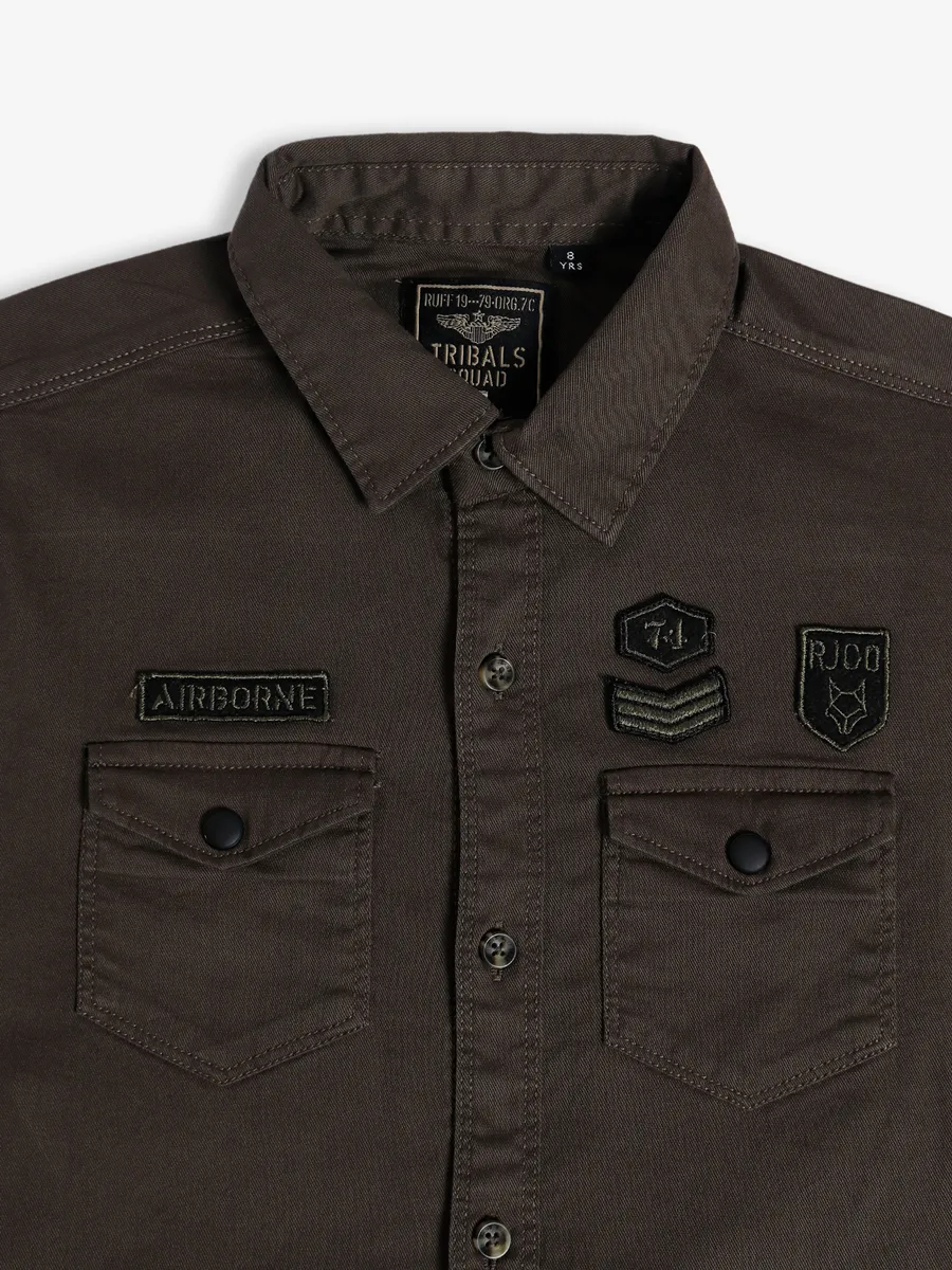 Ruff military green cotton shirt