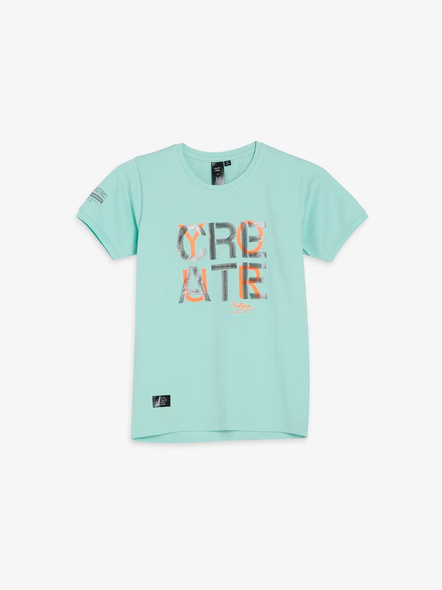 Ruff mint green printed t shirt