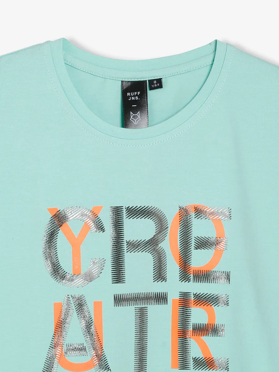 Ruff mint green printed t shirt