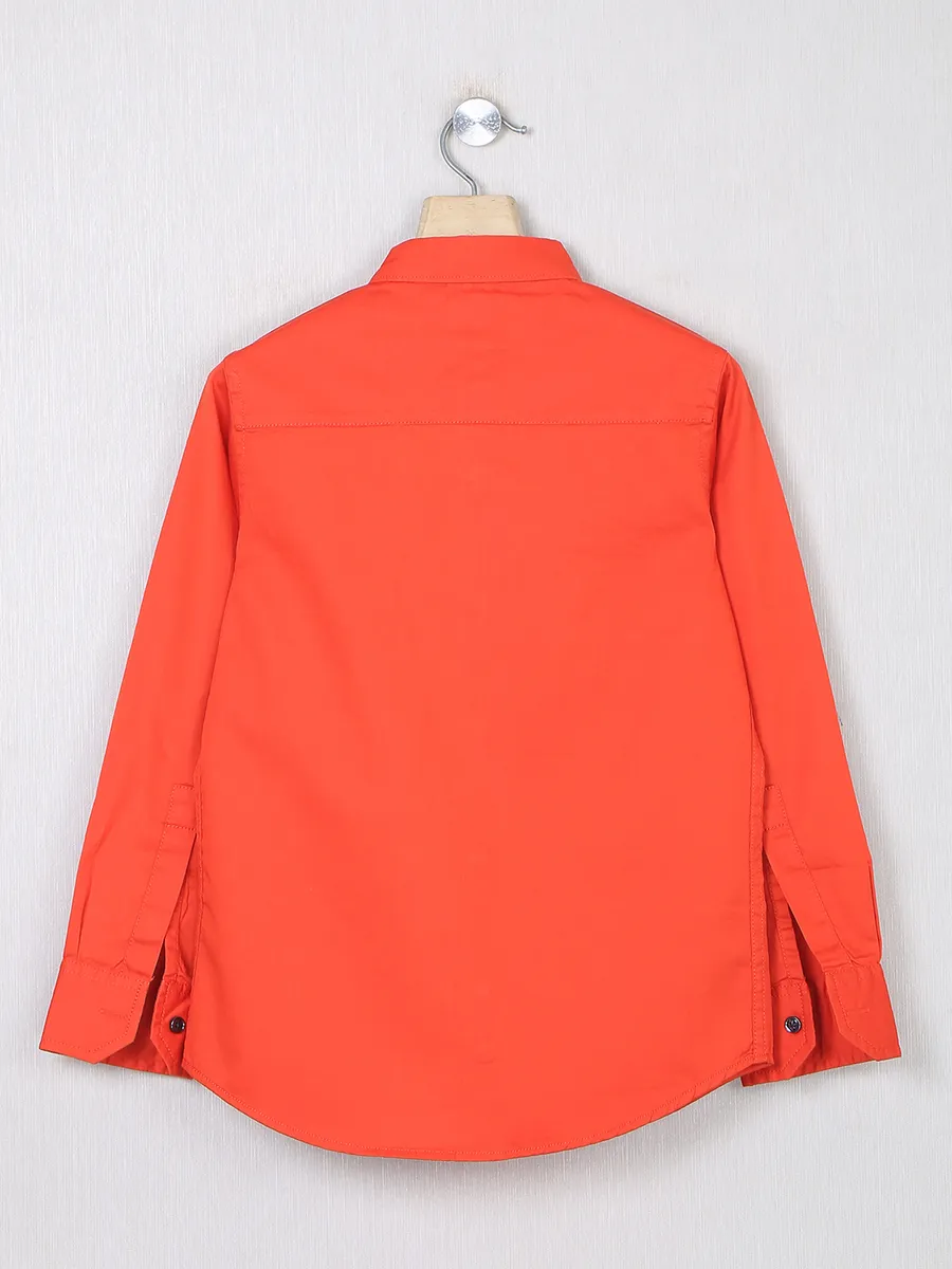 Ruff orange casual wear printed shirt